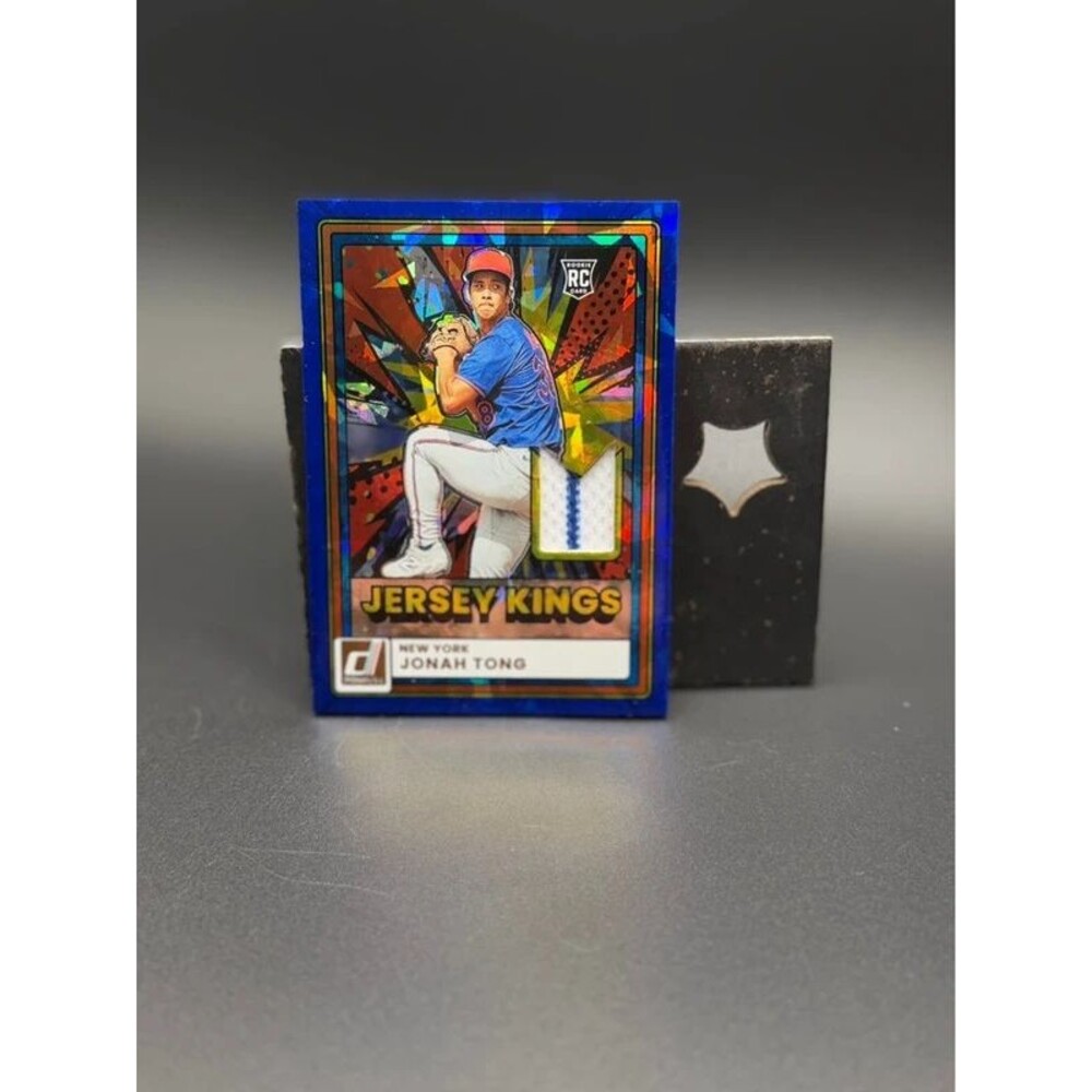 New York Mets Jonah Tong 2026 Donruss Jersey Kings Blue Ice Pinstripe Relic RC